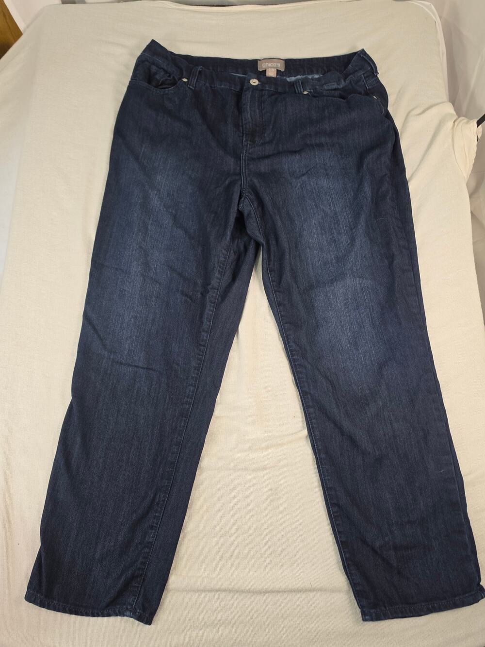 Chico's Women's 1.5 (10) Dark Indigo Ankle Jeans Mid Rise Stretch Denim